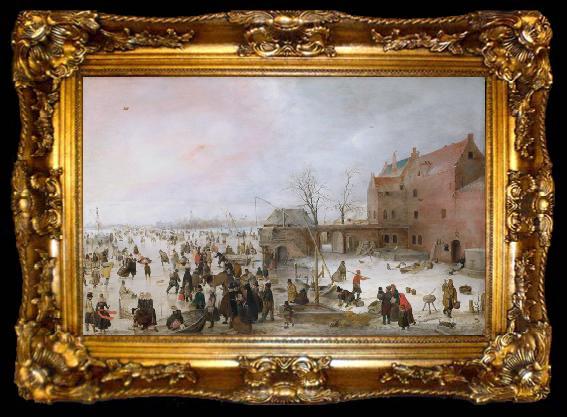 framed  Hendrick Avercamp A Scene on the Ice Near a Town (nn03), ta009-2